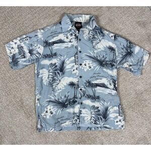 Harley Davidson Motor Cycle Vintage Hawaiian‎ Shirt Honolulu Men Small Viscose
